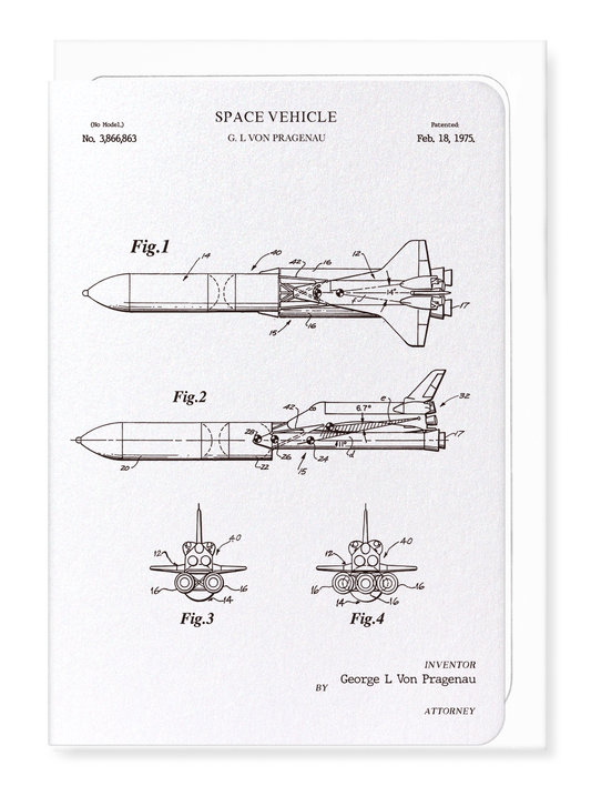 Ezen - Patent of space vehicle (1975)-A - Greeting Card - Front