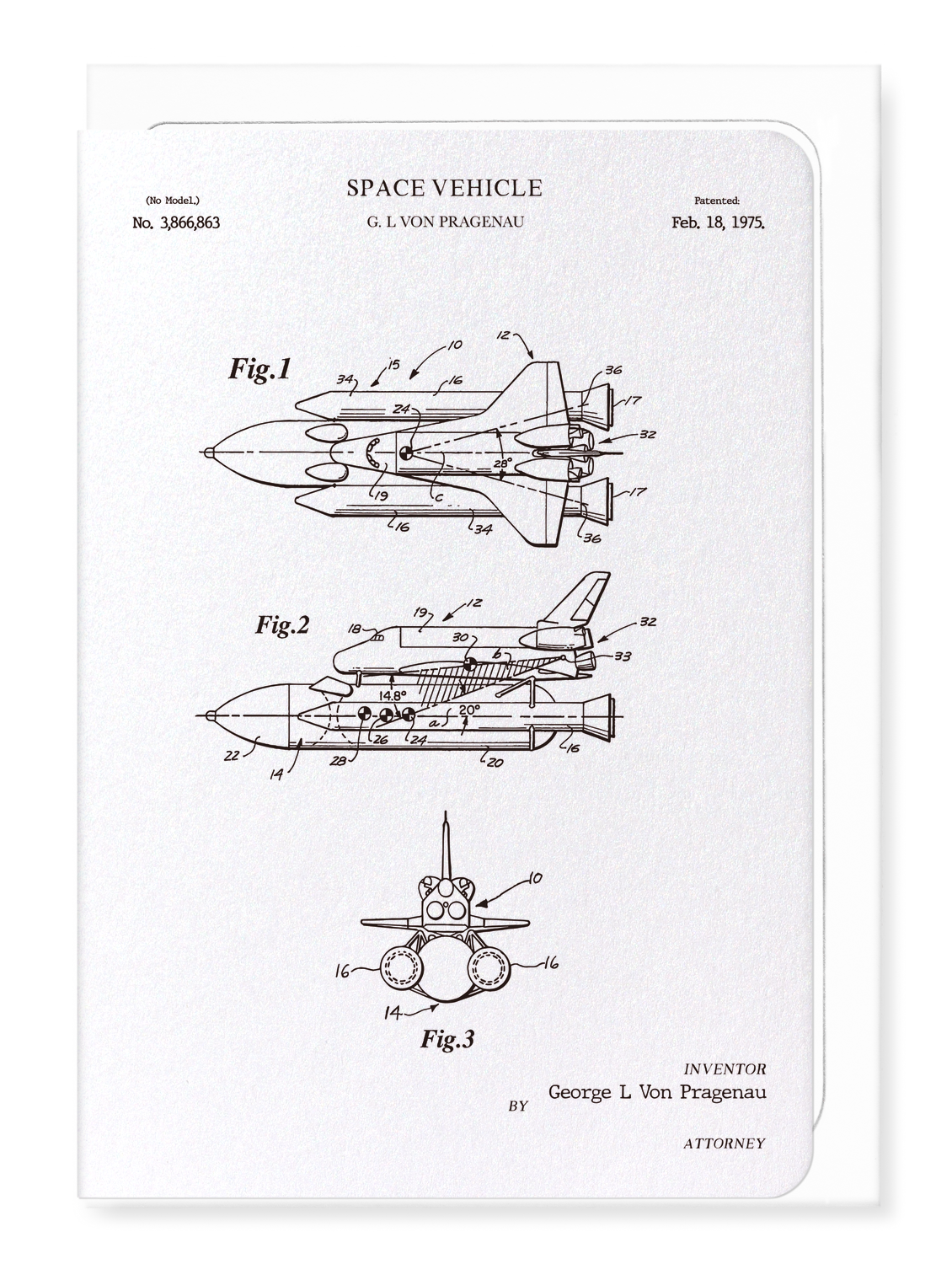 Ezen - Patent of space vehicle (1975)-B - Greeting Card - Front