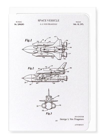 Ezen - Patent of space vehicle (1975)-B - Greeting Card - Front