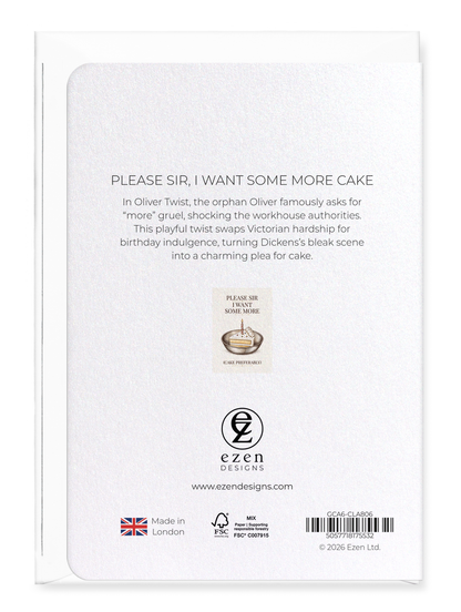 Ezen - Please sir, I want some more cake - Greeting Card - Back