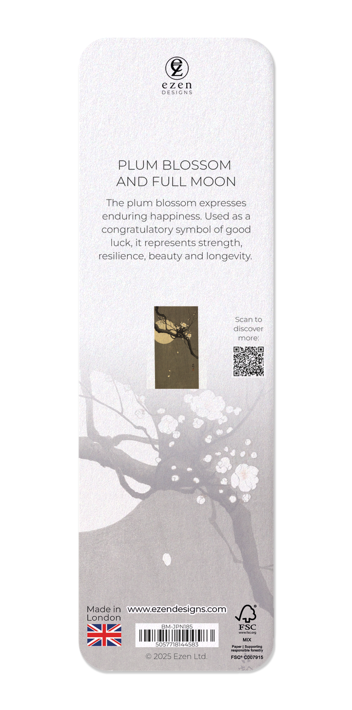 Ezen - Plum blossom and full moon - Bookmark - Back
