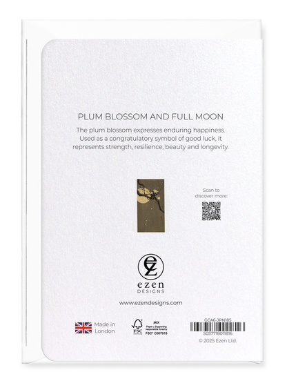 Ezen - Plum blossom and full moon - Greeting Card - Back