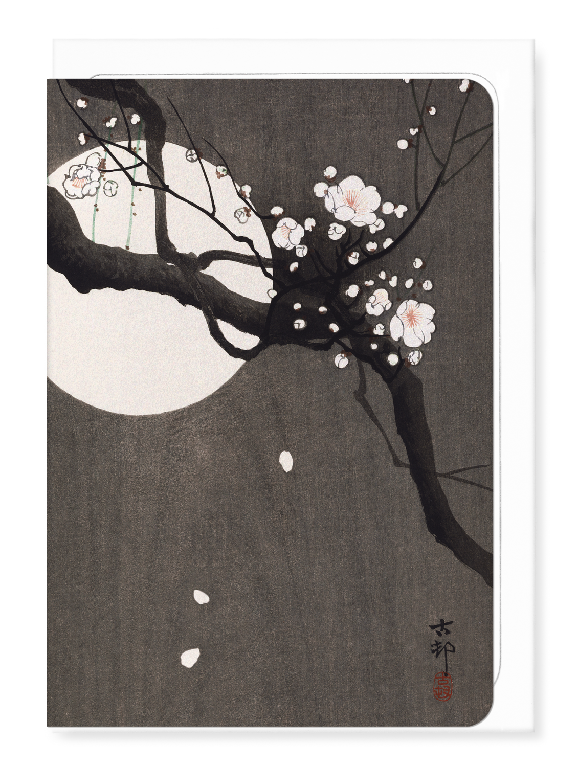 Ezen - Plum blossom and full moon - Greeting Card - Front