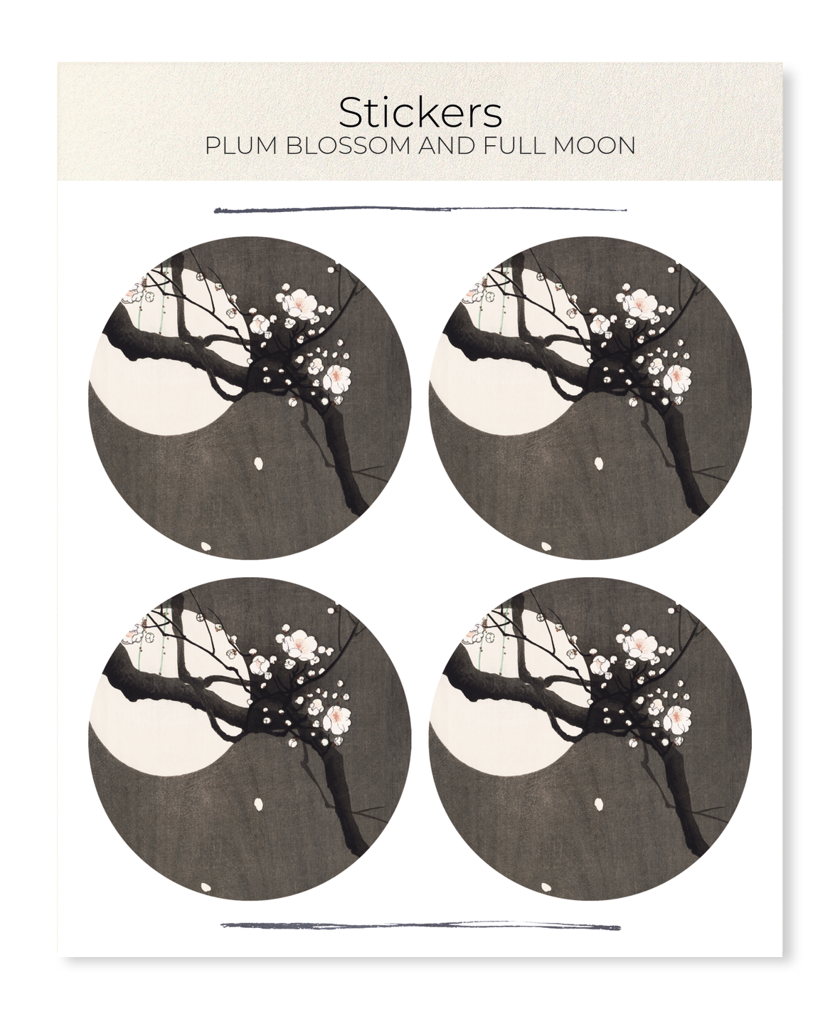 Ezen - Plum blossom and full moon - Sticker Set
