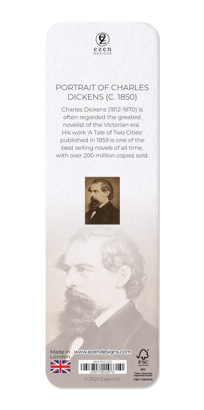Ezen - Portrait of Charles Dickens (c. 1850) - Bookmark - Back