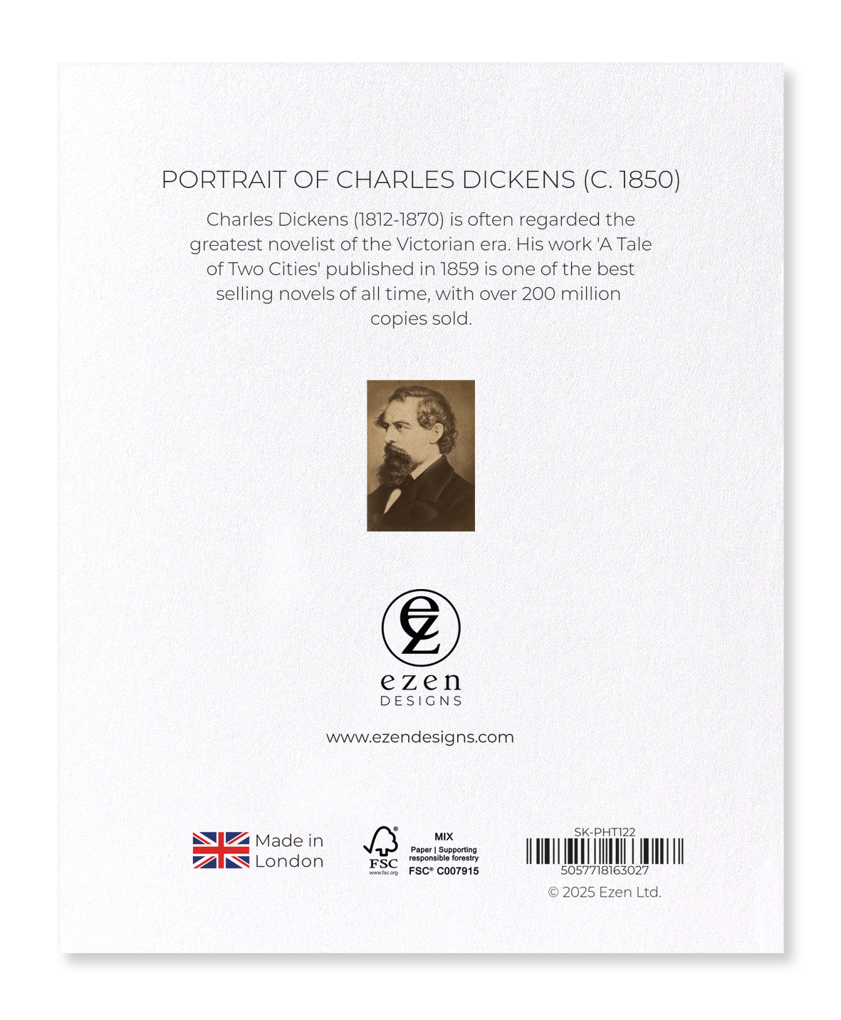Ezen - Portrait of Charles Dickens (c. 1850) - Sticker Set