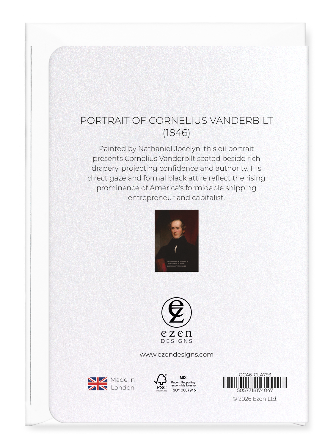 Ezen - Portrait of Cornelius Vanderbilt (1846) - Greeting Card - Back