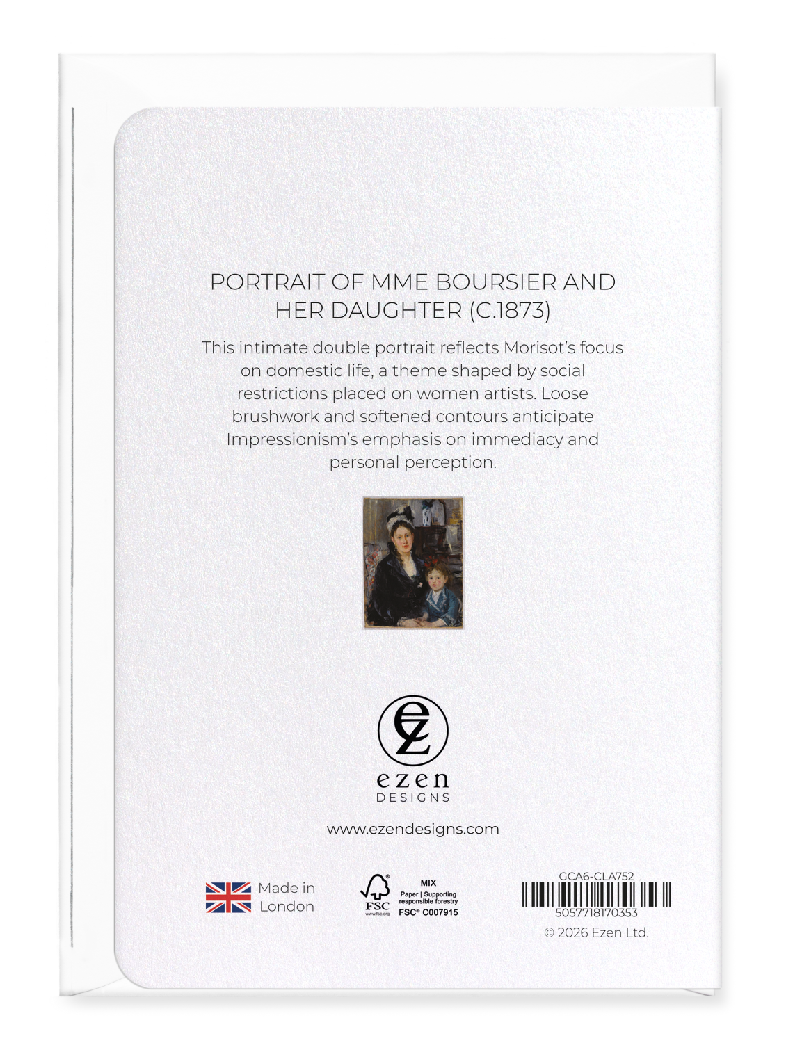 Ezen - Portrait of Mme Boursier and Her Daughter (c.1873) - Greeting Card - Back