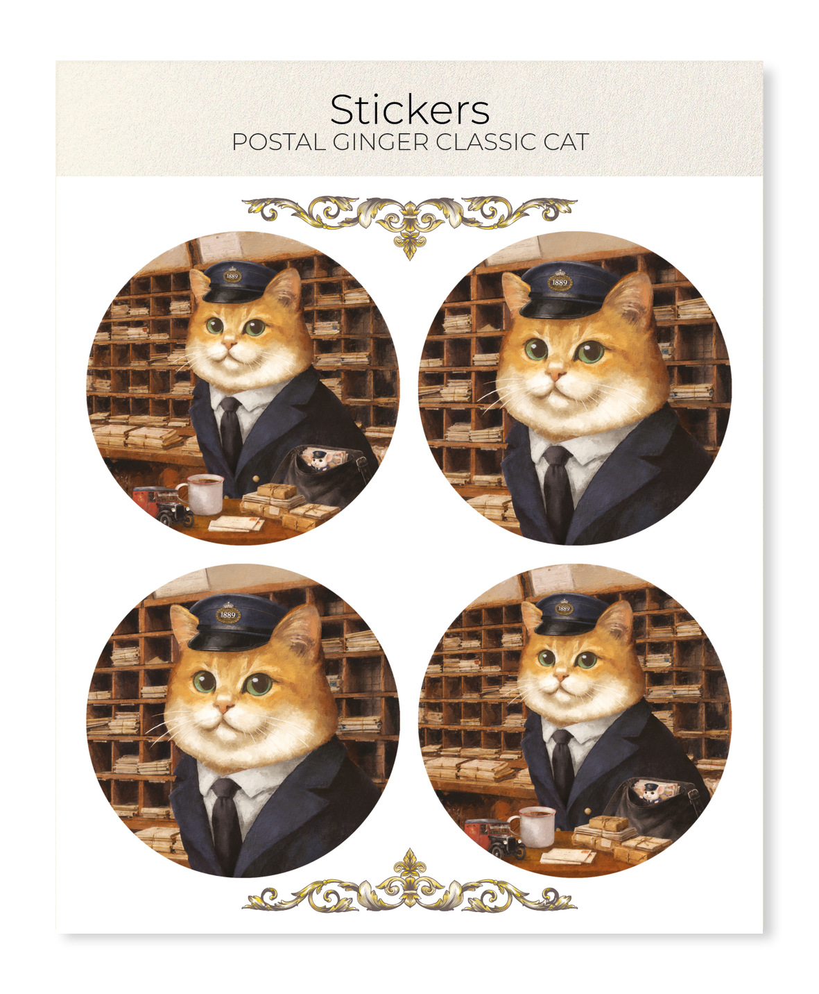 Ezen - Postal Ginger Classic Cat - Sticker Set