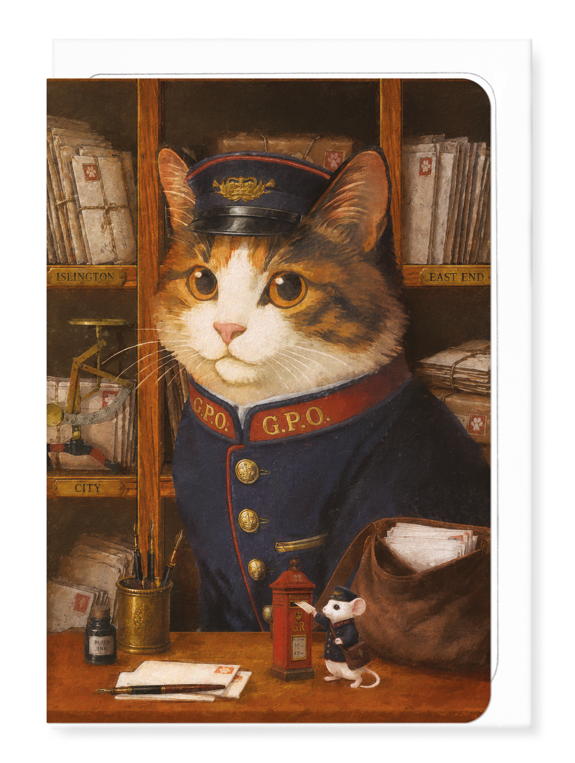 Ezen - Postal Tabby Classic Cat - Greeting Card - Front