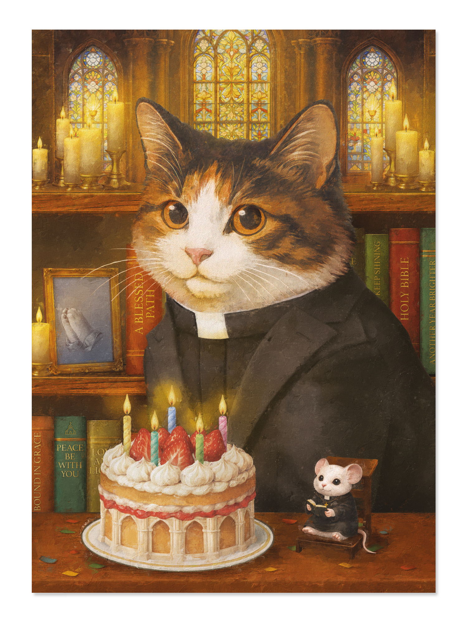Ezen - Priest Birthday Classic Cat - Postcard - Front