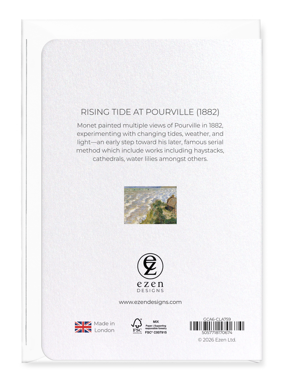 Ezen - Rising Tide at Pourville (1882) - Greeting Card - Back