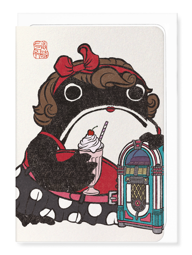 Ezen - Rock & Roll Female Ezen Frog - Greeting Card - Front