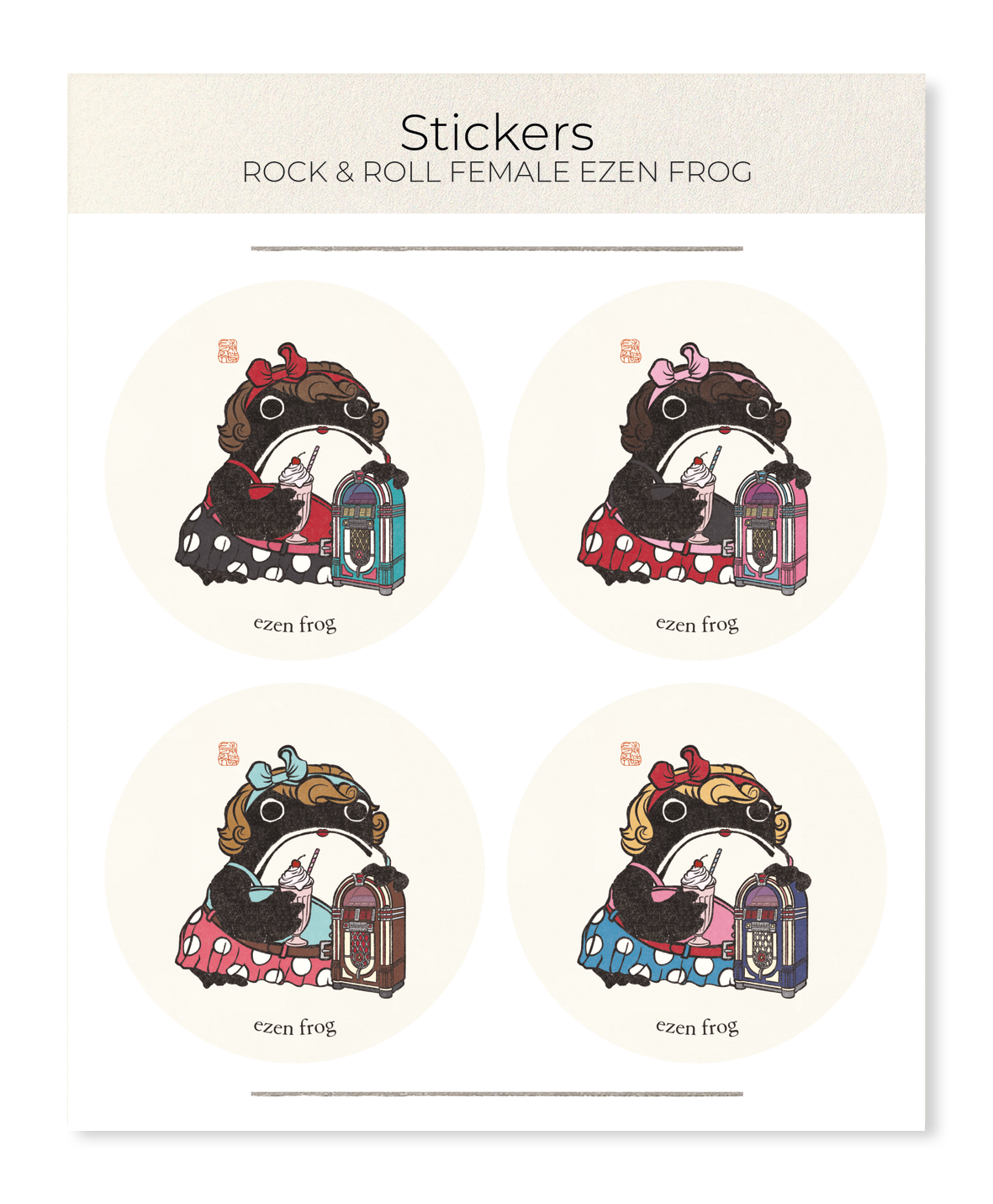 Ezen - Rock & Roll Female Ezen Frog - Sticker Set