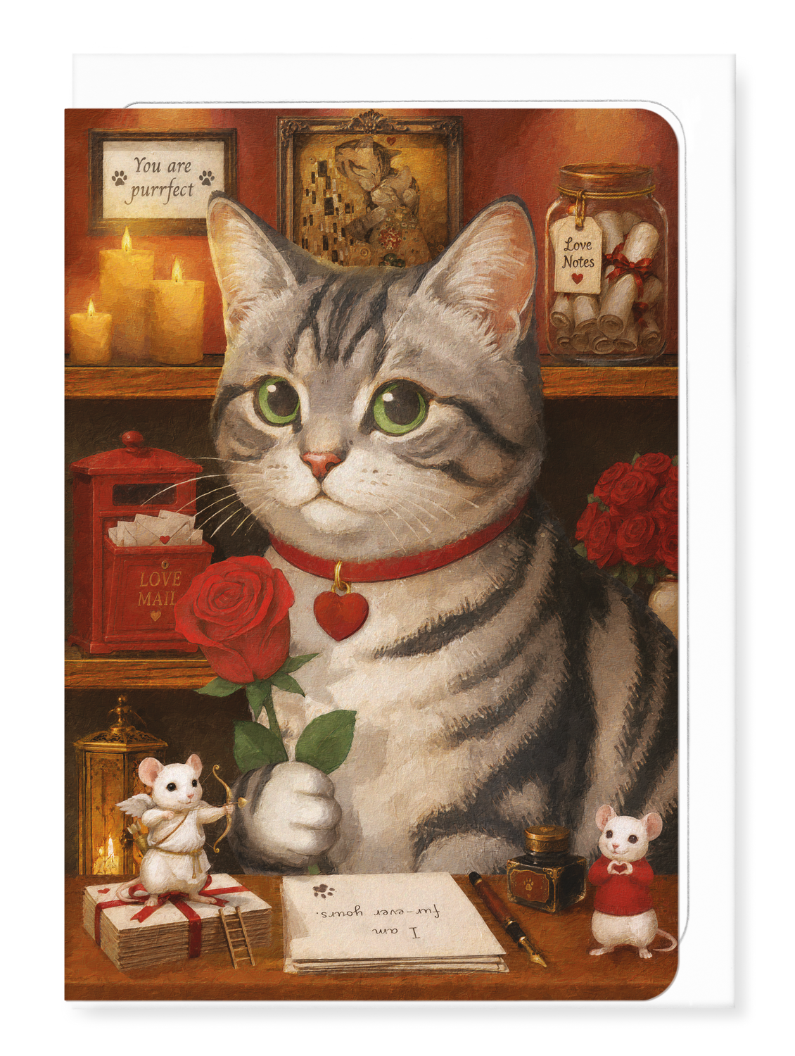 Ezen - Romantic Classic Cat - Greeting Card - Front
