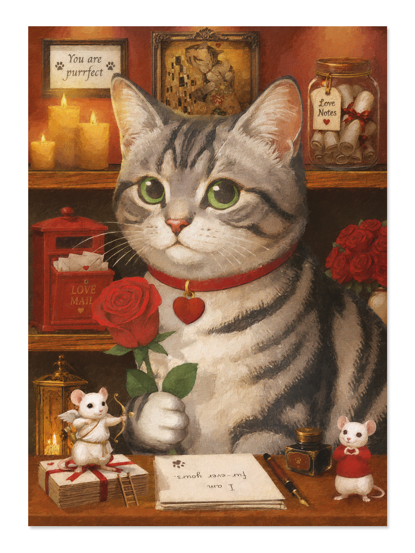 Ezen - Romantic Classic Cat - Postcard - Front