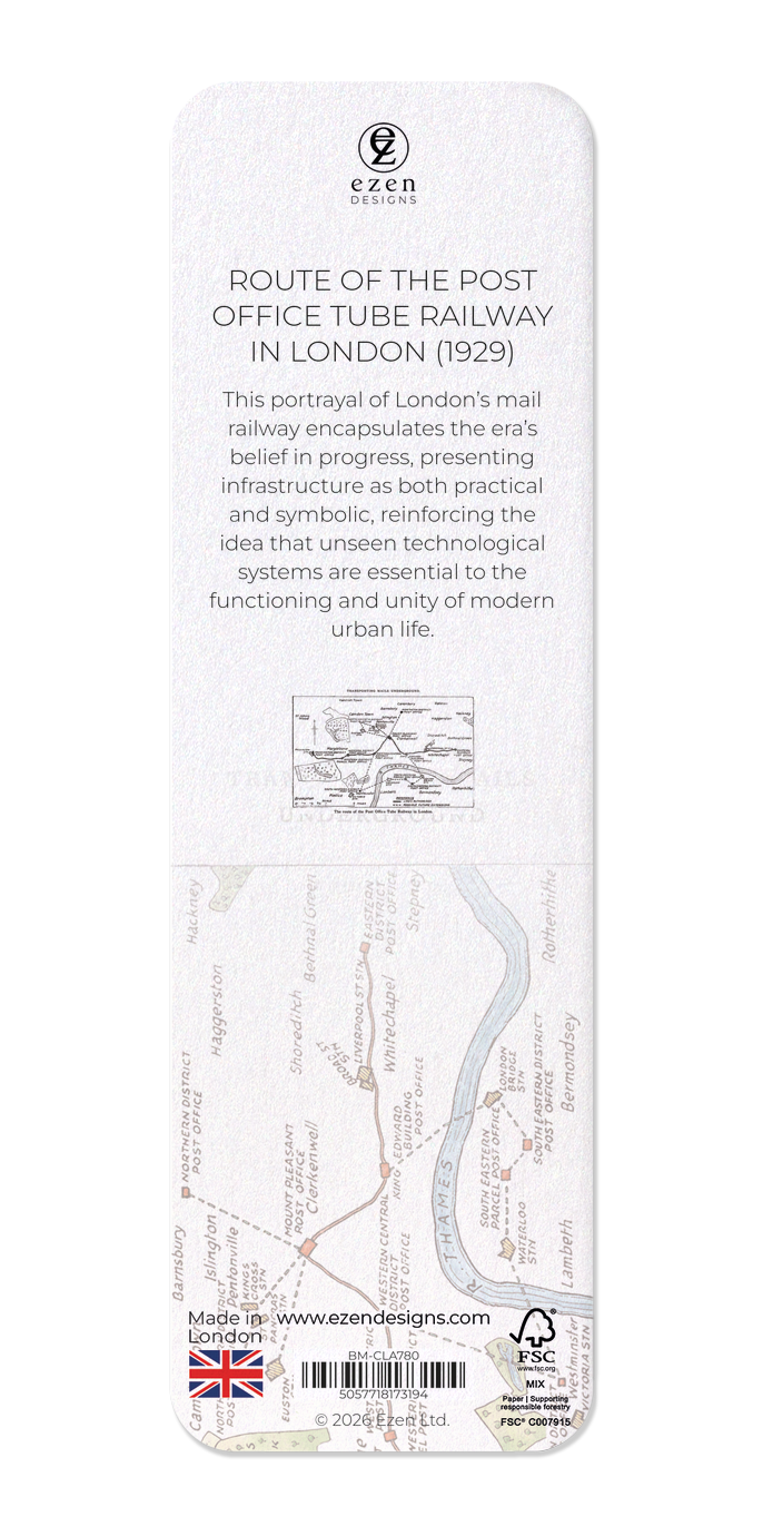 Ezen - ROUTE OF THE POST OFFICE TUBE RAILWAY IN LONDON (1929) - Bookmark - Back