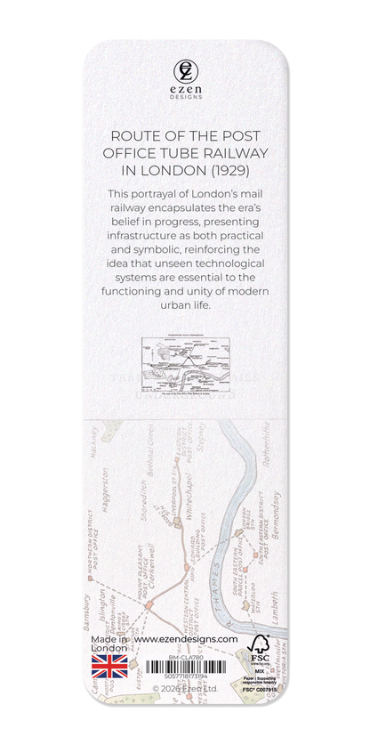 Ezen - ROUTE OF THE POST OFFICE TUBE RAILWAY IN LONDON (1929) - Bookmark - Back
