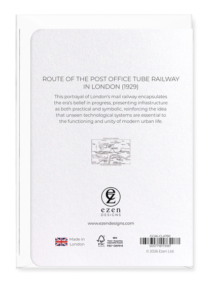 Ezen - ROUTE OF THE POST OFFICE TUBE RAILWAY IN LONDON (1929) - Greeting Card - Back
