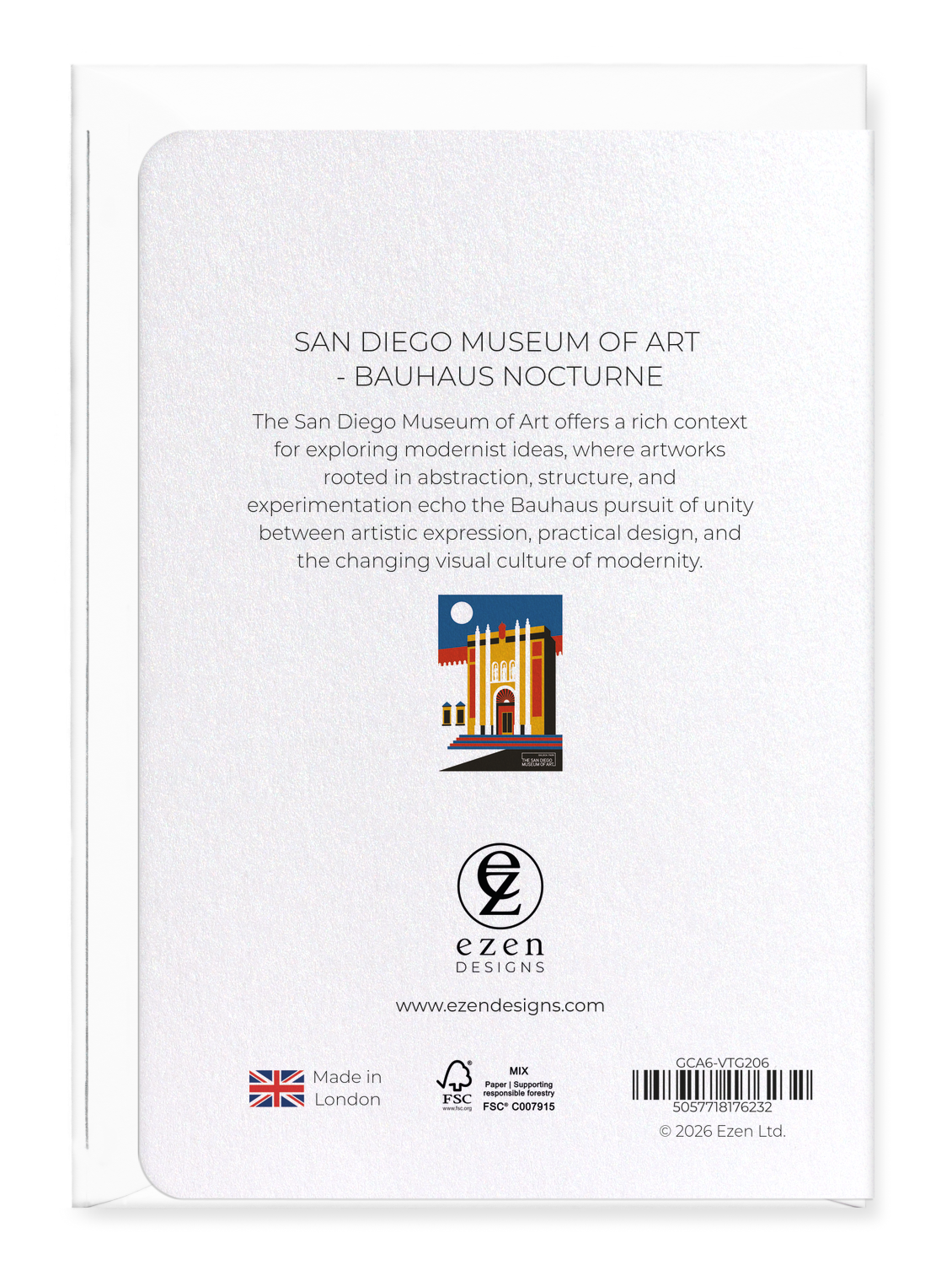 Ezen - San Diego Museum of Art - Bauhaus Nocturne - Greeting Card - Back