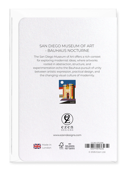 Ezen - San Diego Museum of Art - Bauhaus Nocturne - Greeting Card - Back