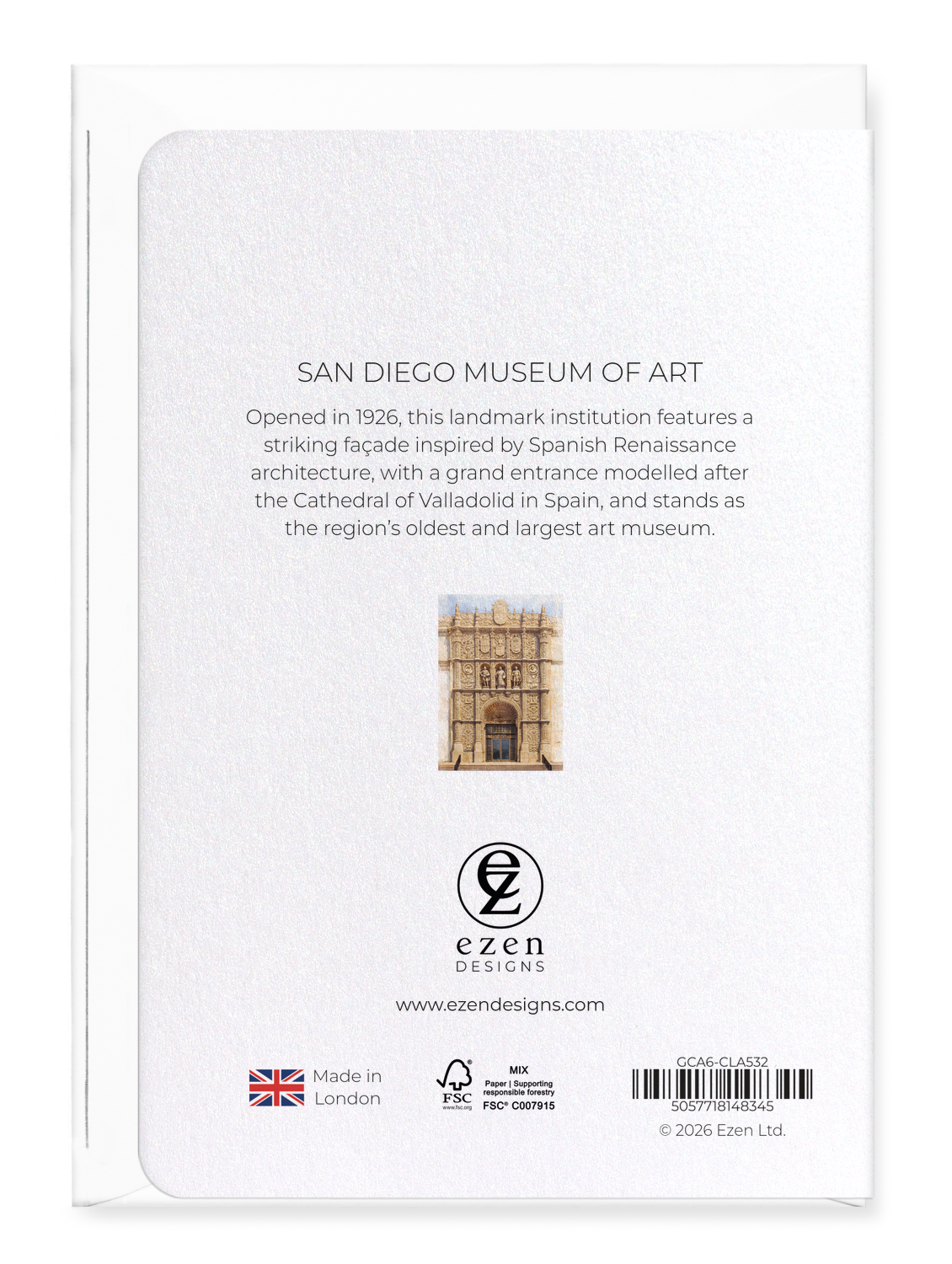 Ezen - San Diego Museum of Art - Greeting Card - Back