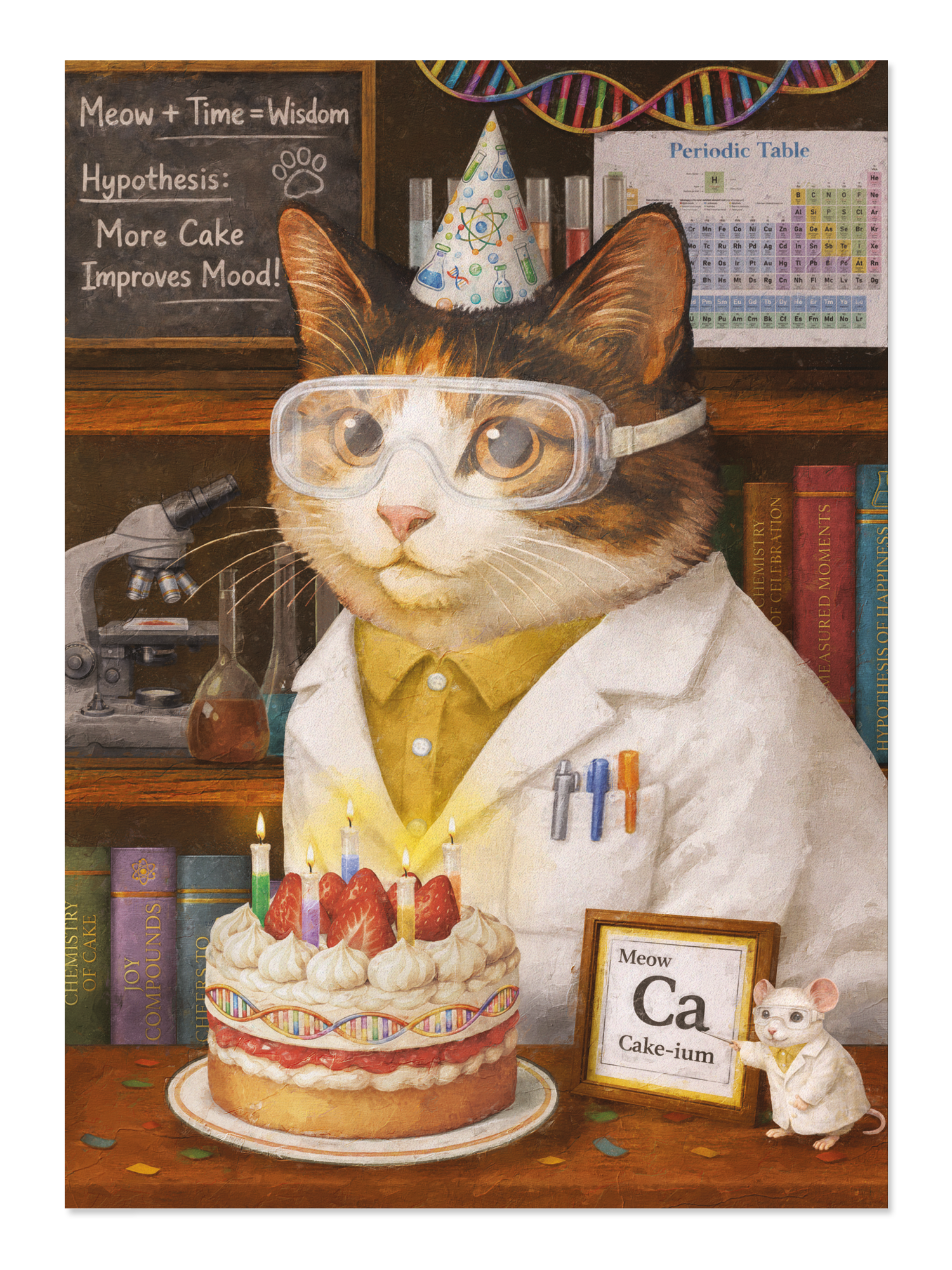 Ezen - Science birthday tabby classic cat - Postcard - Front