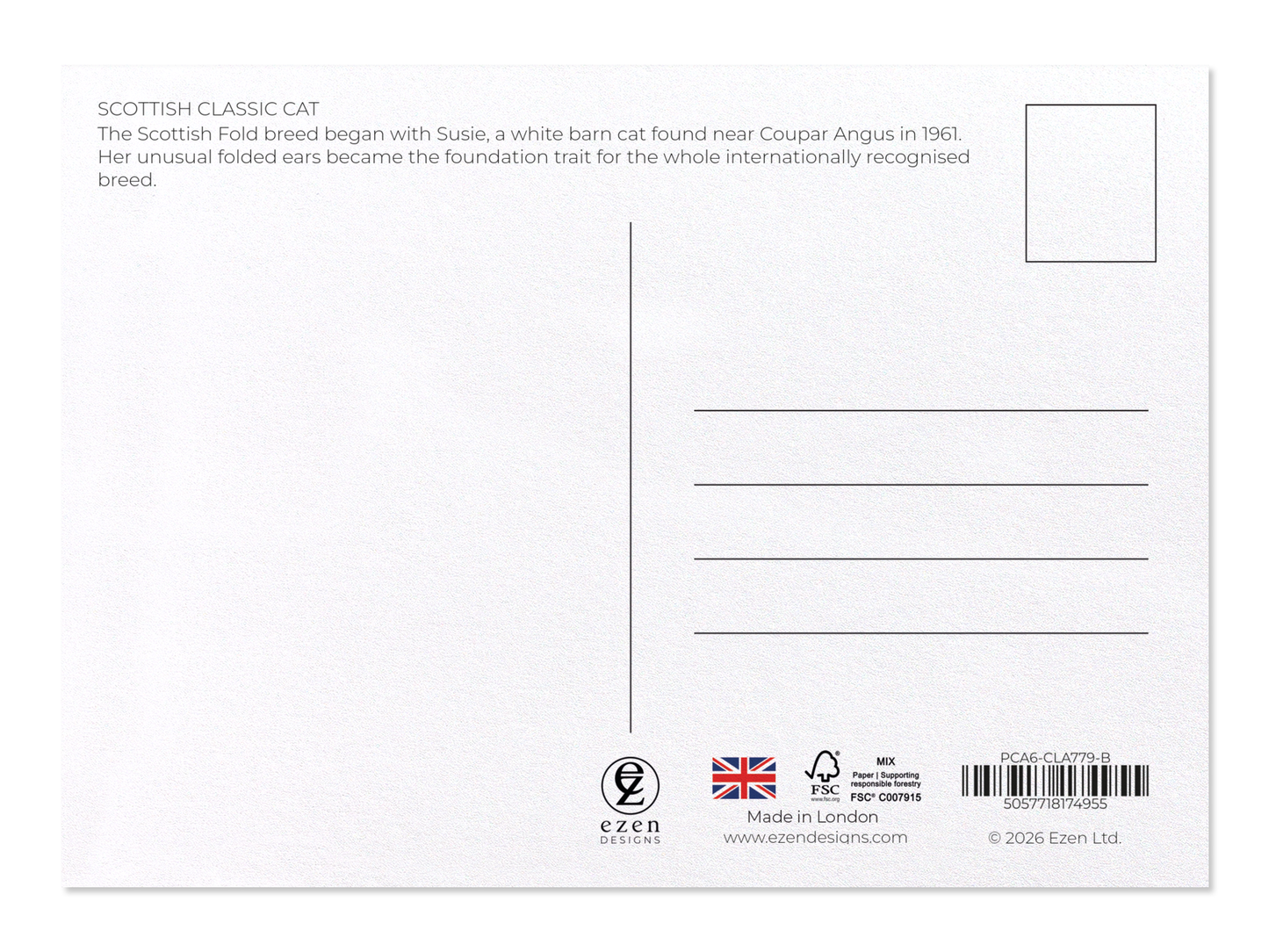 Ezen - Scottish Classic Cat - Postcard - Back
