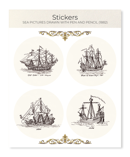 Ezen - Sea Pictures Drawn with Pen and Pencil (1882) - Sticker Set