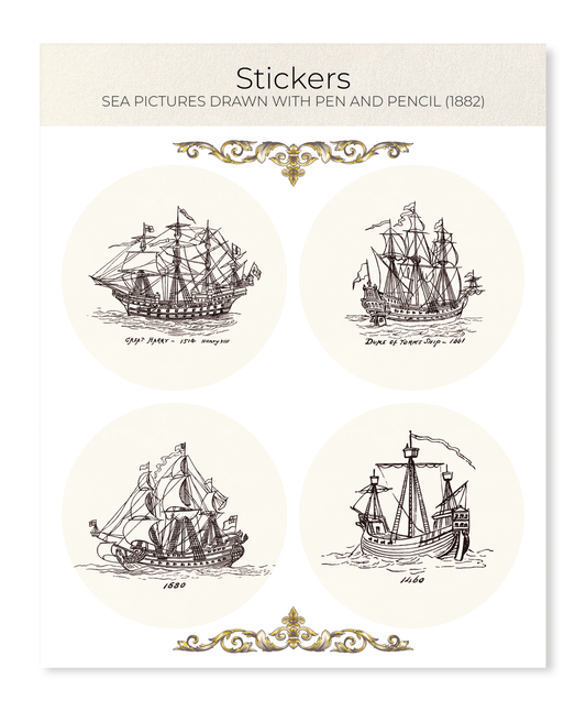 Ezen - Sea Pictures Drawn with Pen and Pencil (1882) - Sticker Set
