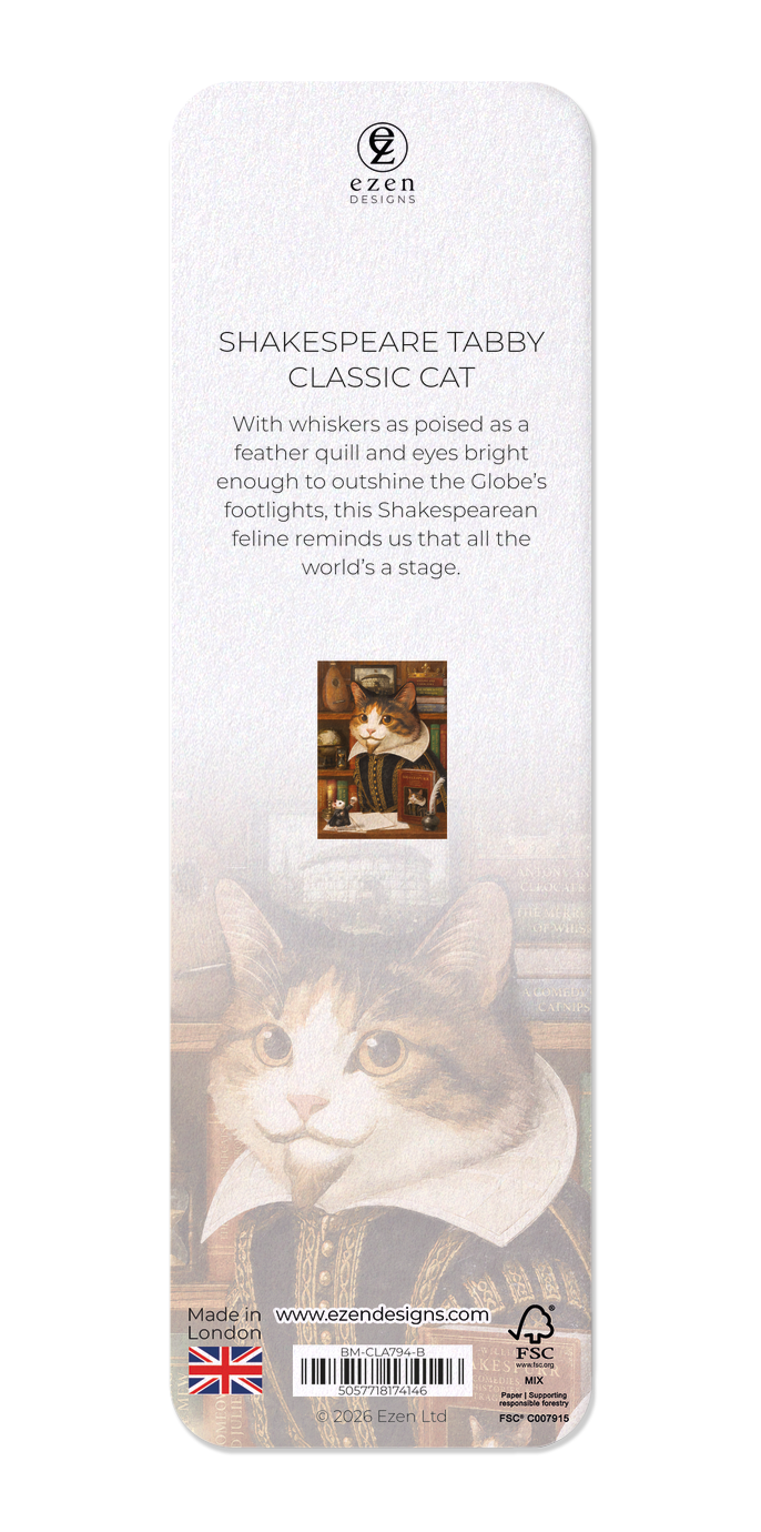 Ezen - Shakespeare Tabby Classic Cat - Bookmark - Back