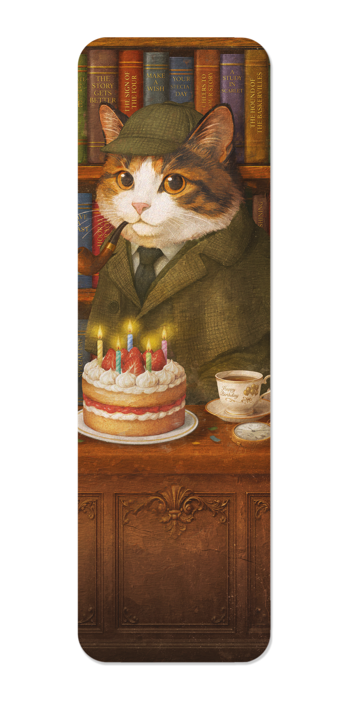 Ezen - Sherlock Birthday Tabby Classic Cat - Bookmark - Front