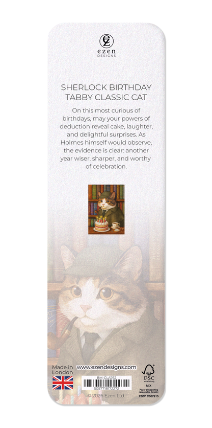 Ezen - Sherlock Birthday Tabby Classic Cat - Bookmark - Back