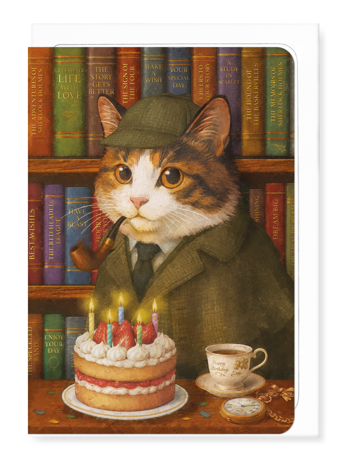 Ezen - Sherlock Birthday Tabby Classic Cat - Greeting Card - Front