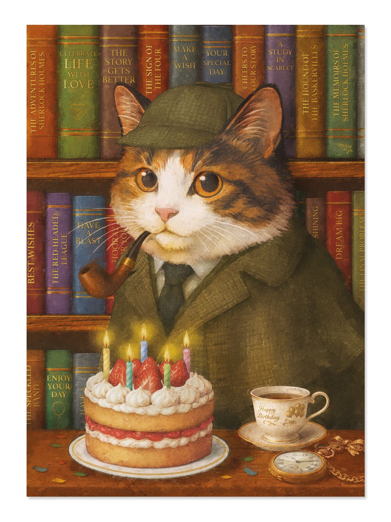Ezen - Sherlock Birthday Tabby Classic Cat - Postcard - Front