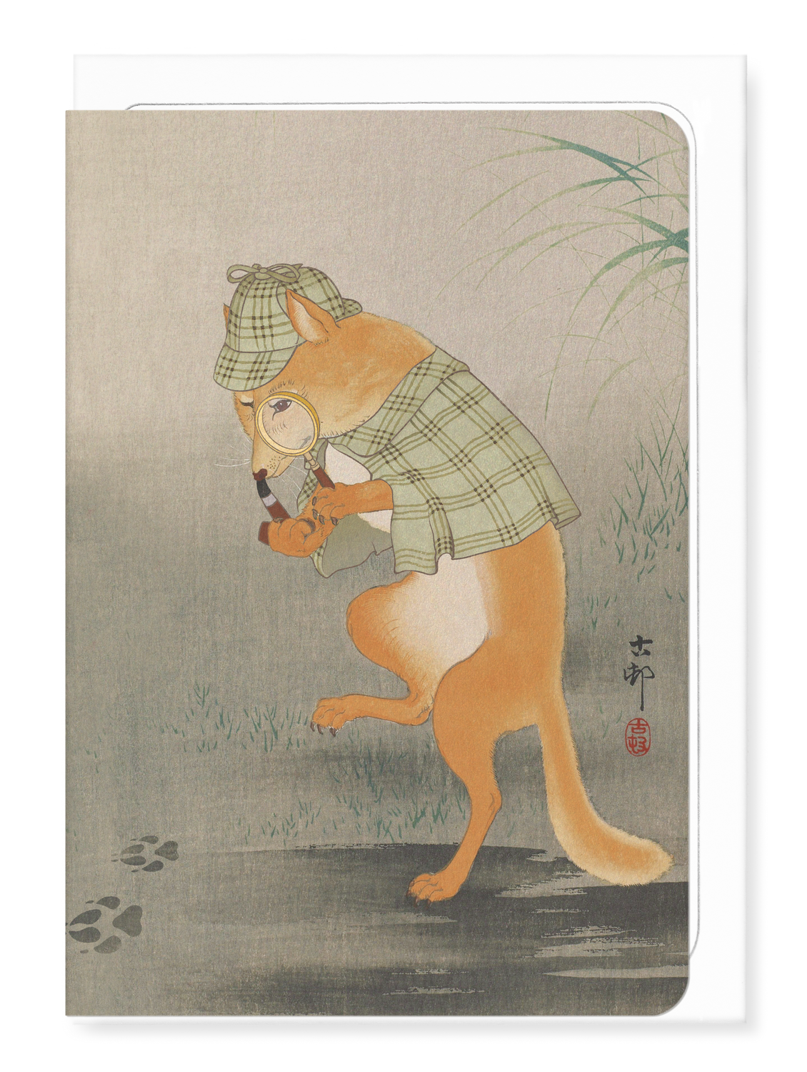 Ezen - Dancing Sherlock Fox - Greeting Card - Front