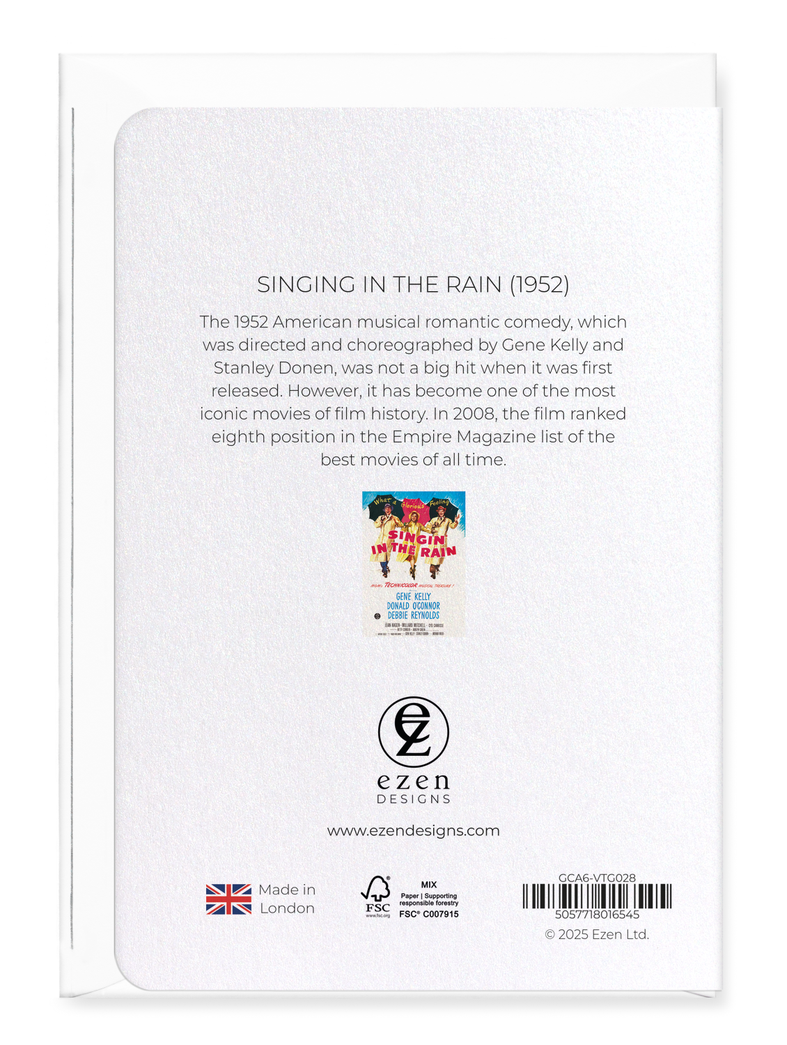 Ezen - Singing in the rain (1952) - Greeting Card - Back