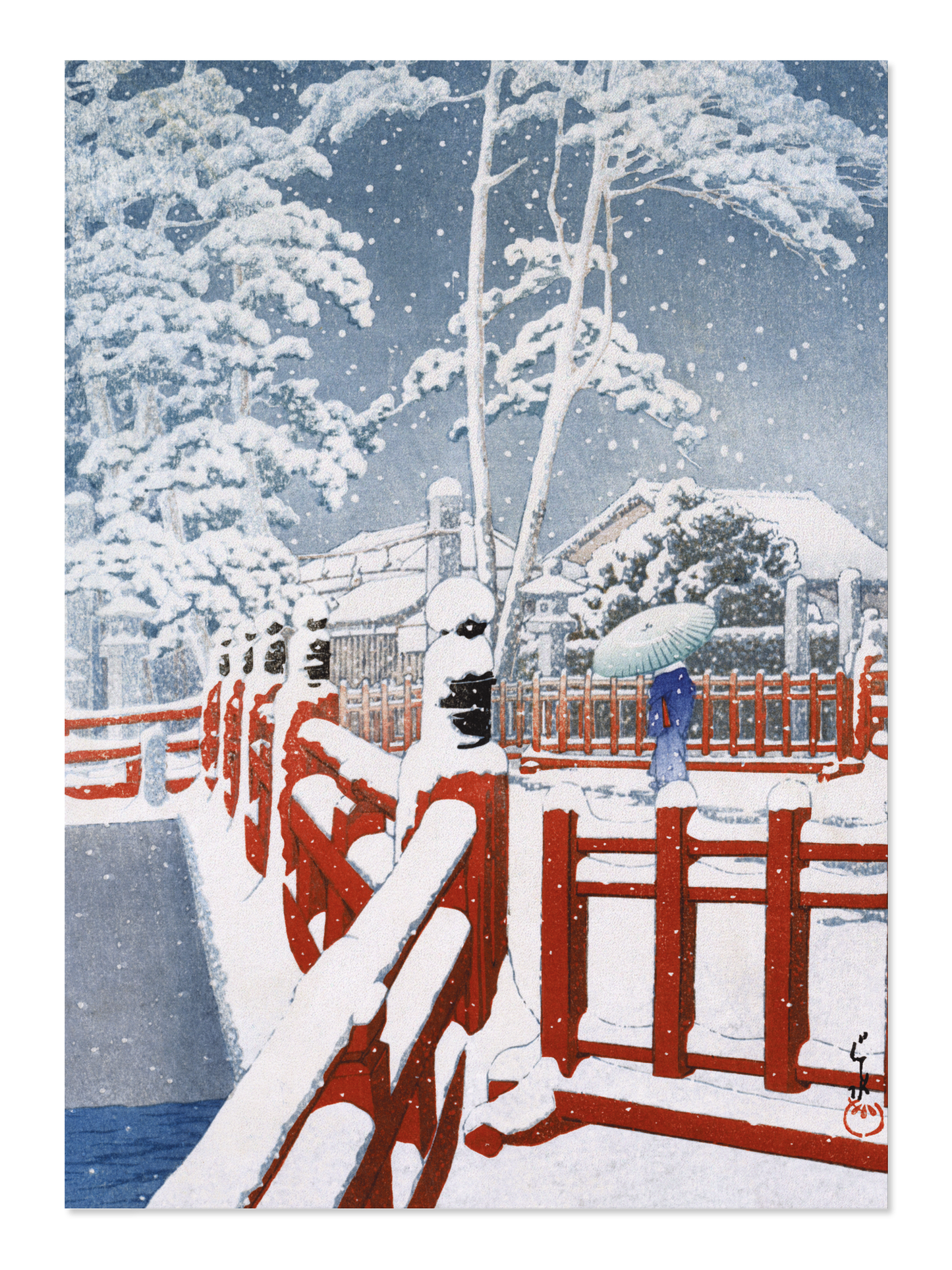 Ezen - Snow at bridge - Postcard - Front