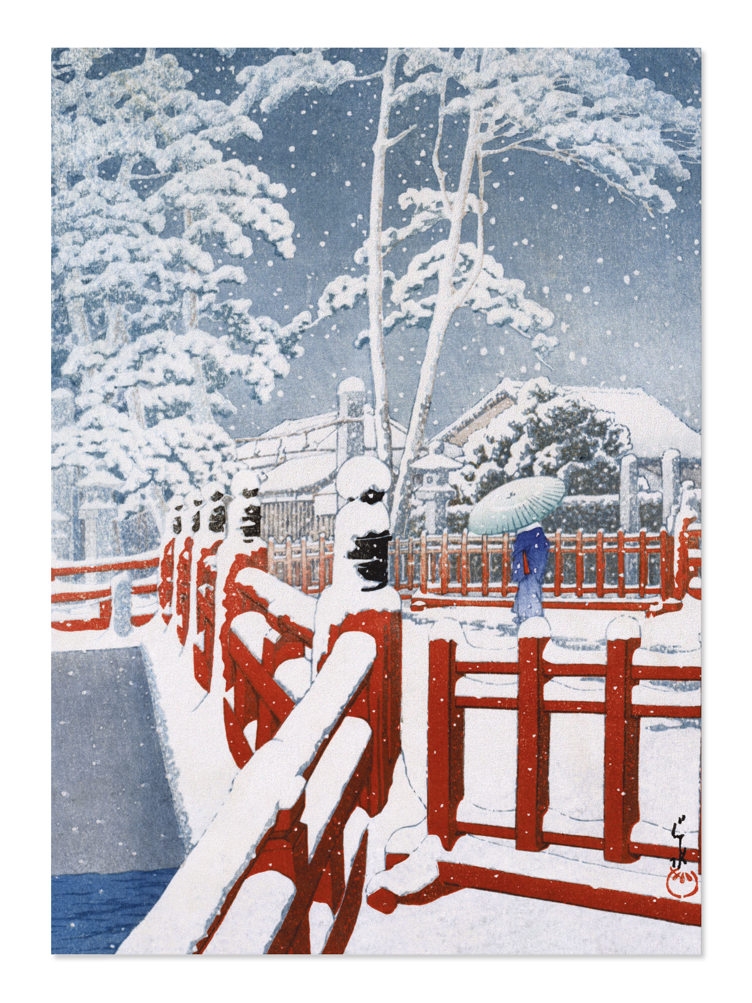 Ezen - Snow at bridge - Postcard - Front