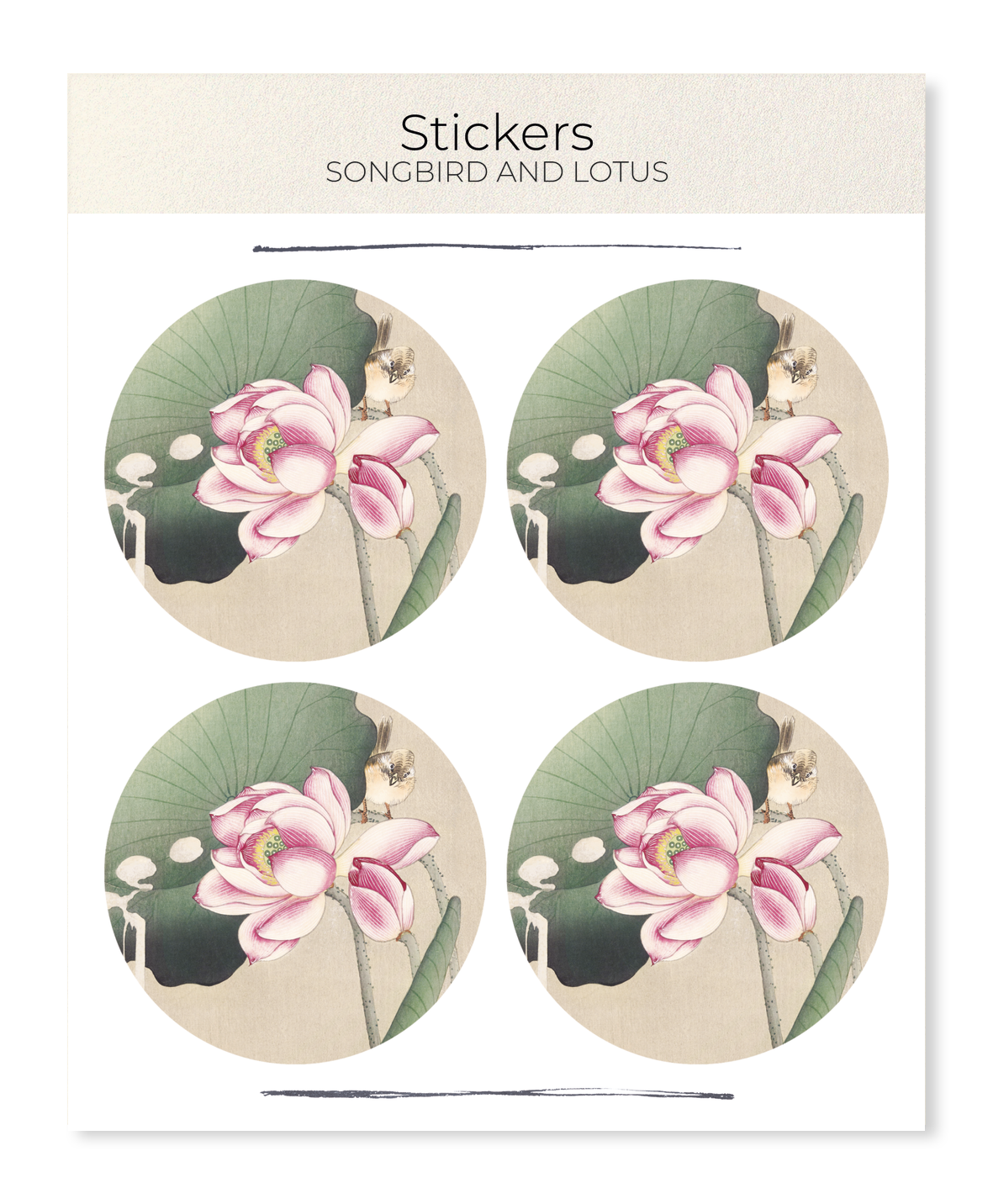 Ezen - Songbird and lotus - Sticker Set