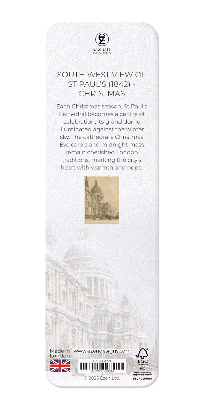 Ezen - South West View of St Paul’s (1842) - Christmas - Bookmark - Back