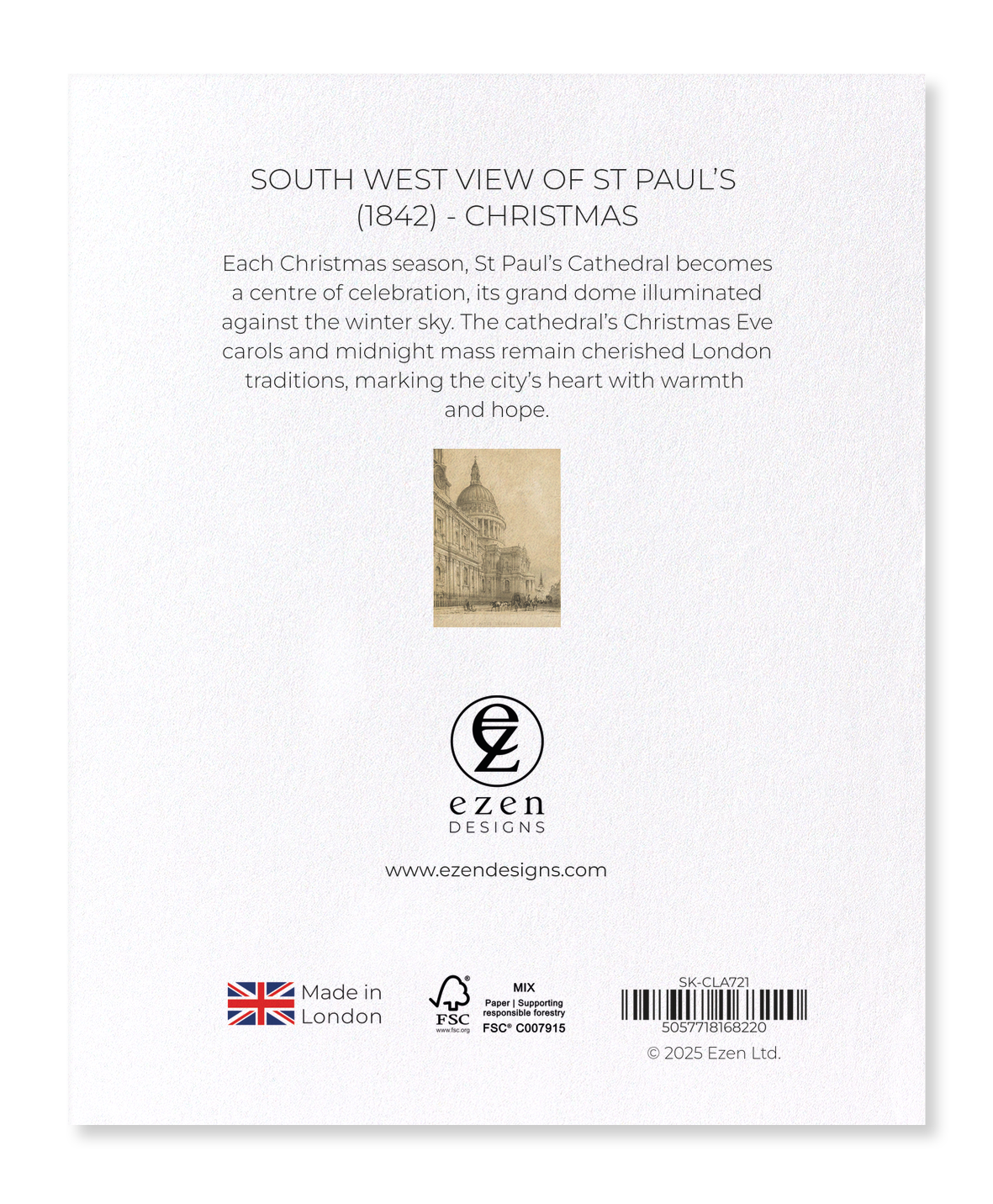 Ezen - South West View of St Paul’s (1842) - Christmas - Sticker Set