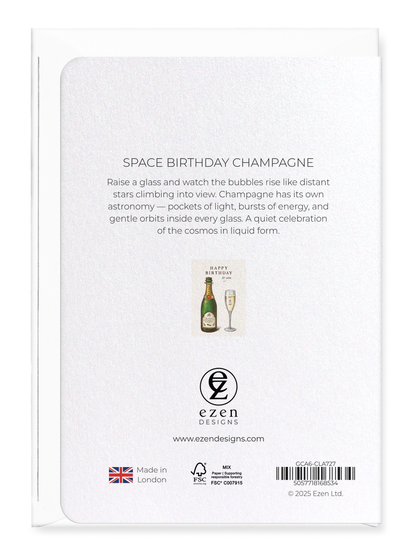 Ezen - Space Birthday Champagne - Greeting Card - Back