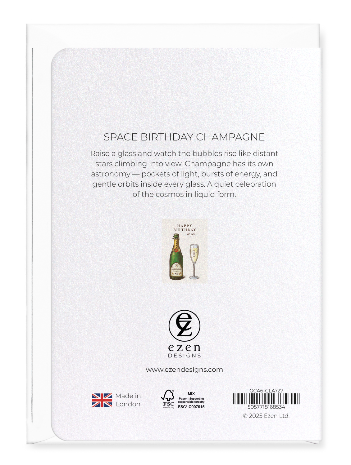 Ezen - Space Birthday Champagne - Greeting Card - Back