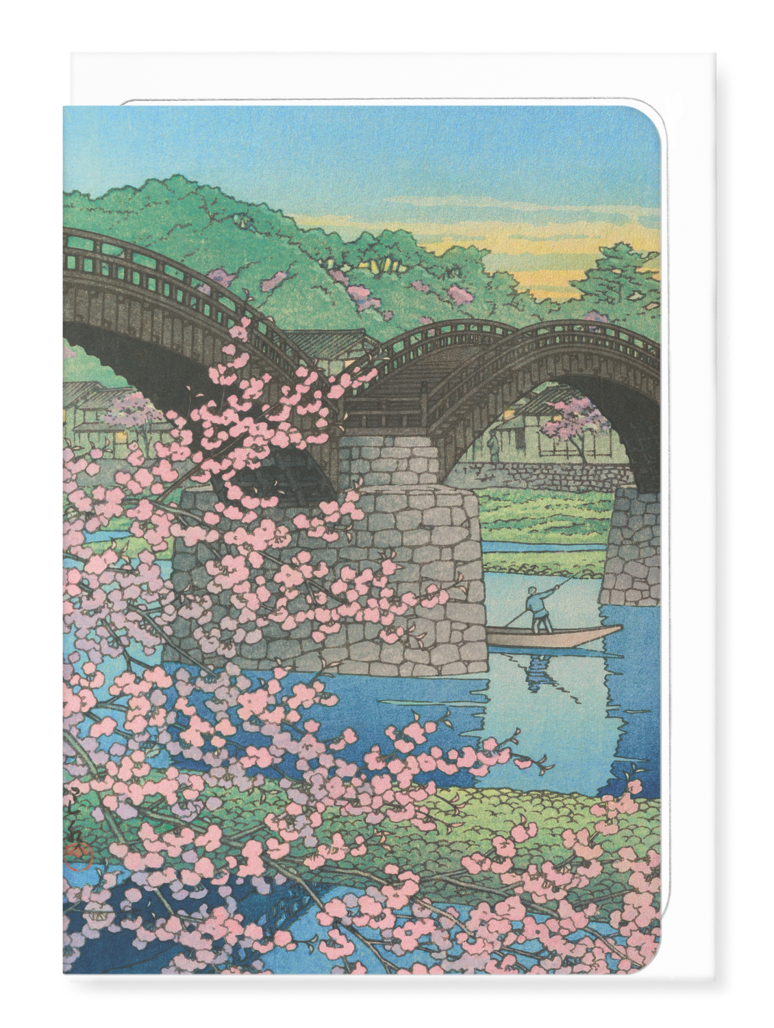 Ezen - Spring Evening at Kintai Bridge (1947) - Greeting Card - Front