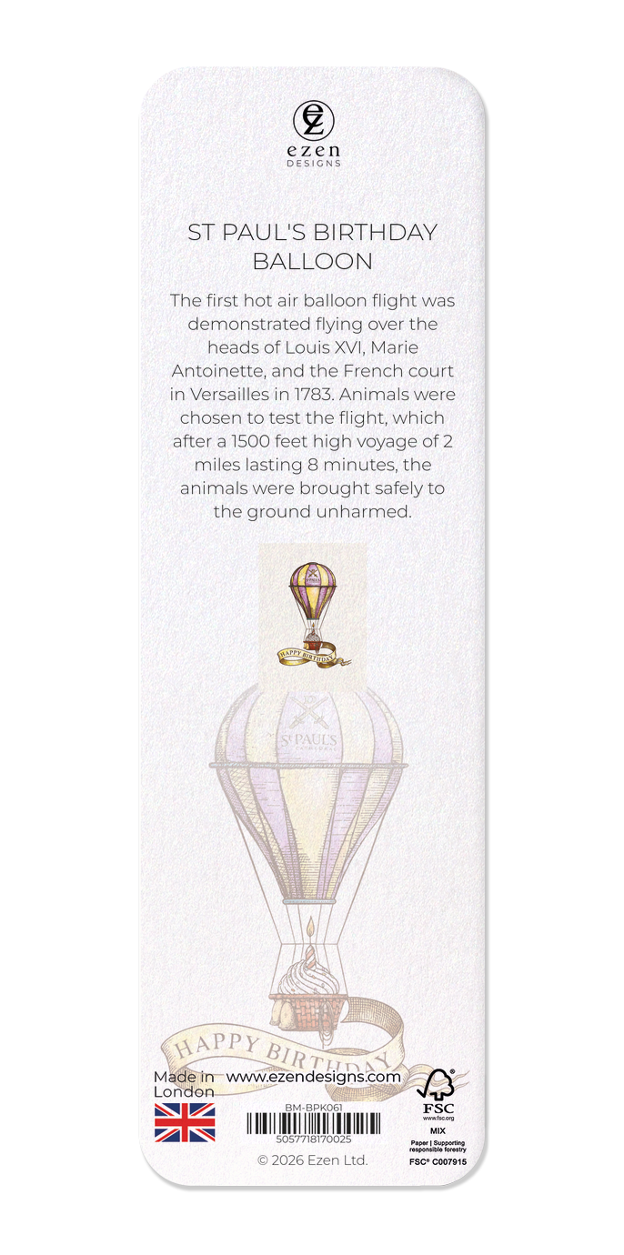 Ezen - St Paul's Birthday balloon - Bookmark - Back