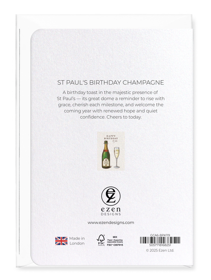 Ezen - St Paul's Birthday Champagne - Greeting Card - Back