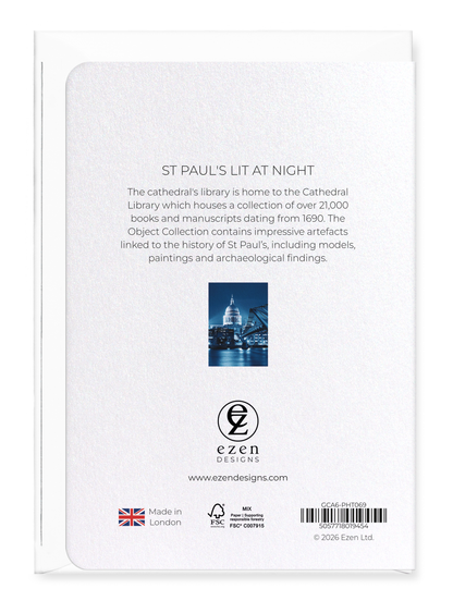 Ezen - St Paul's lit at night - Greeting Card - Back