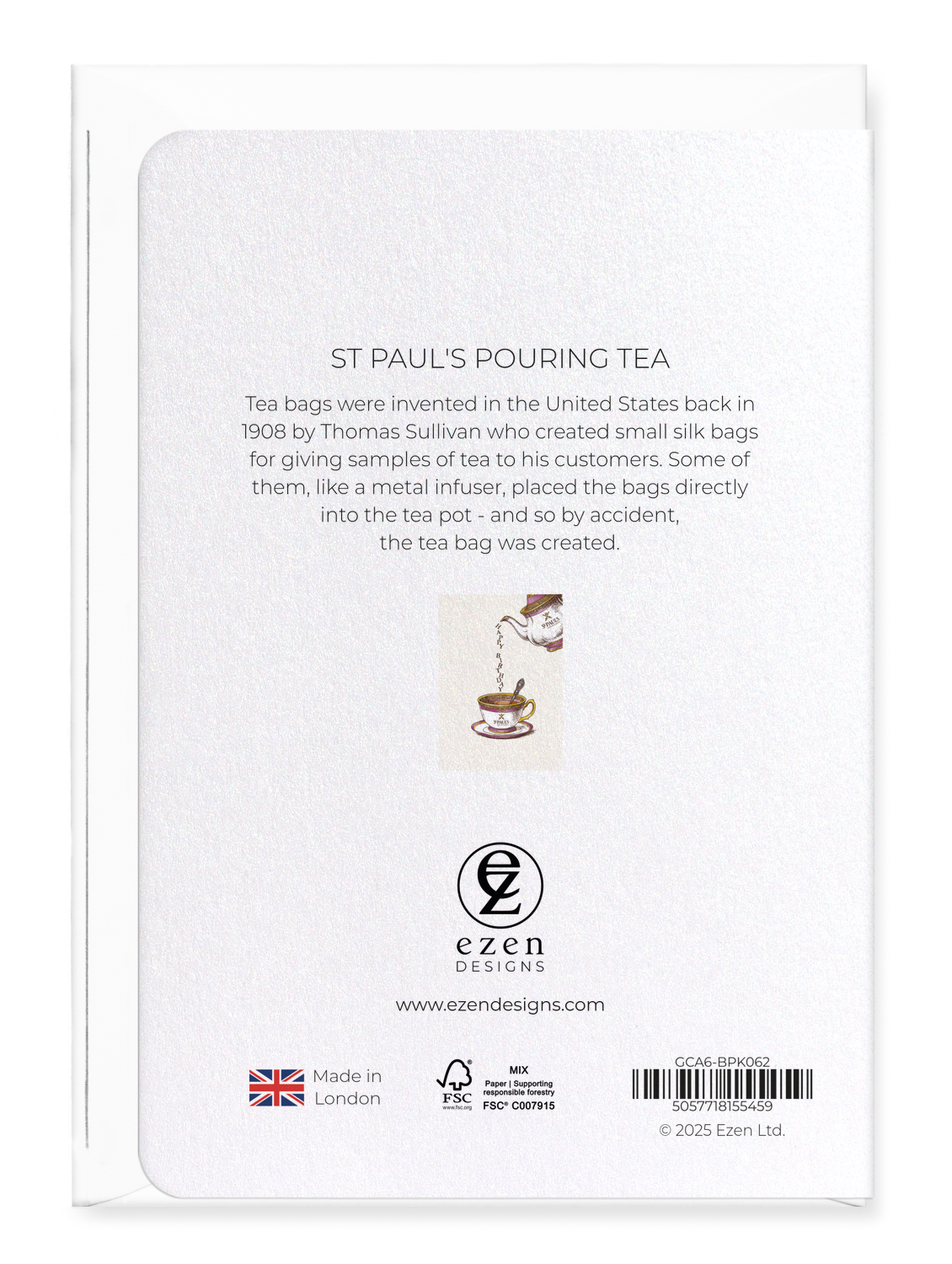 Ezen - St Paul's pouring tea - Greeting Card - Back