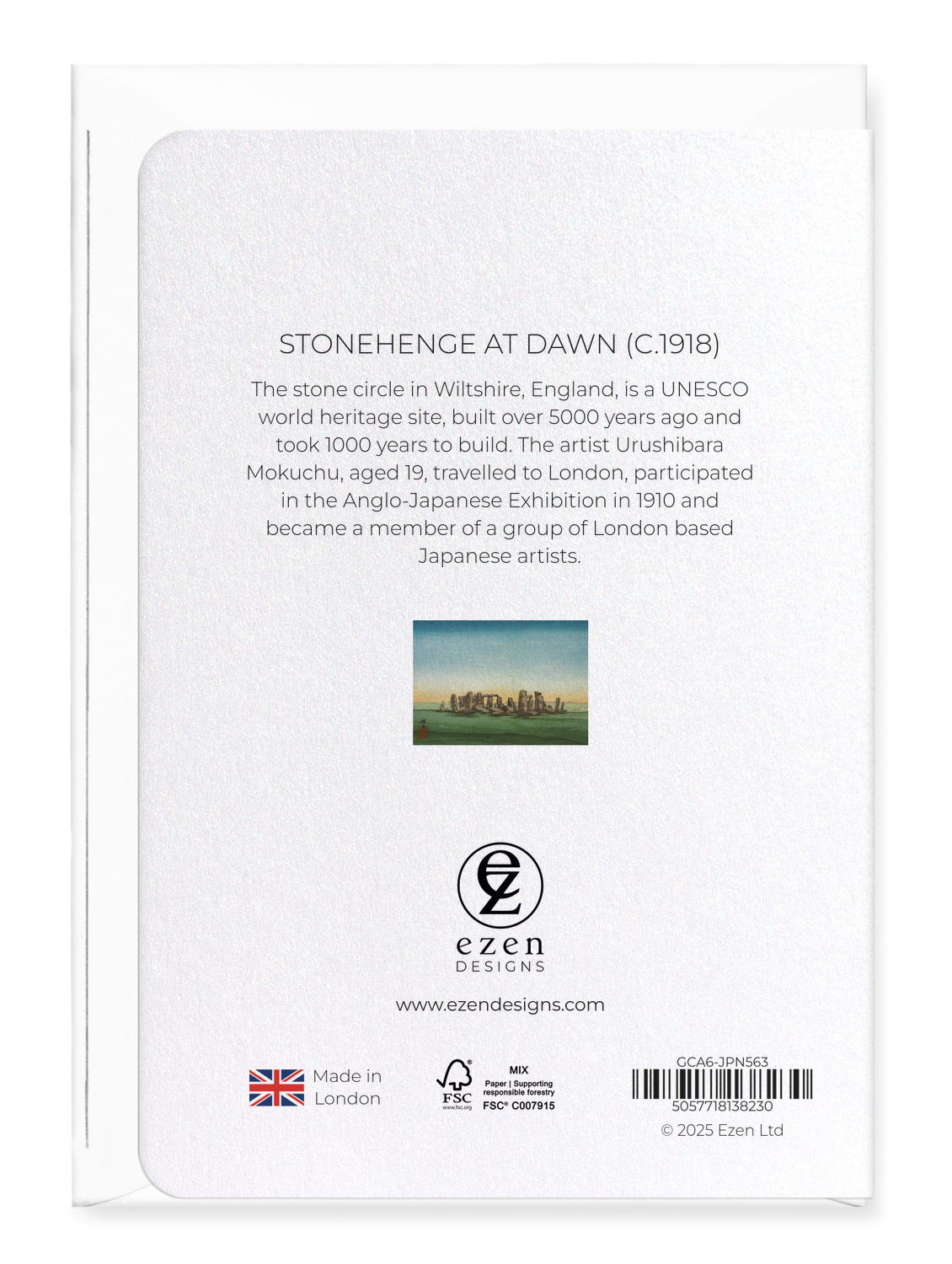 Ezen - Stonehenge at dawn (c.1918) - Greeting Card - Back